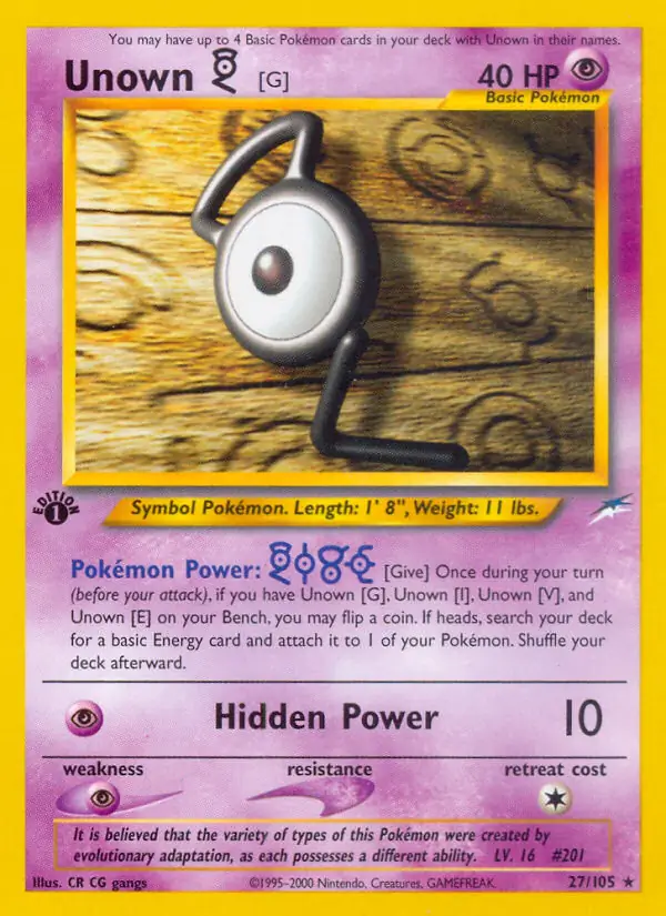 27/105 Unown G N4 Rare