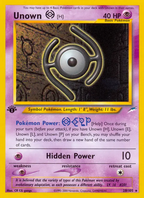 28/105 Unown H N4 Rare