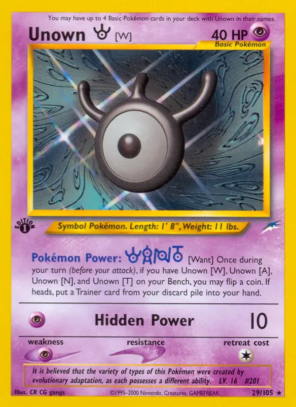 29/105 Unown W N4 Rare