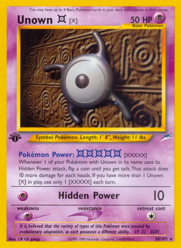30/105 Unown X N4 Rare