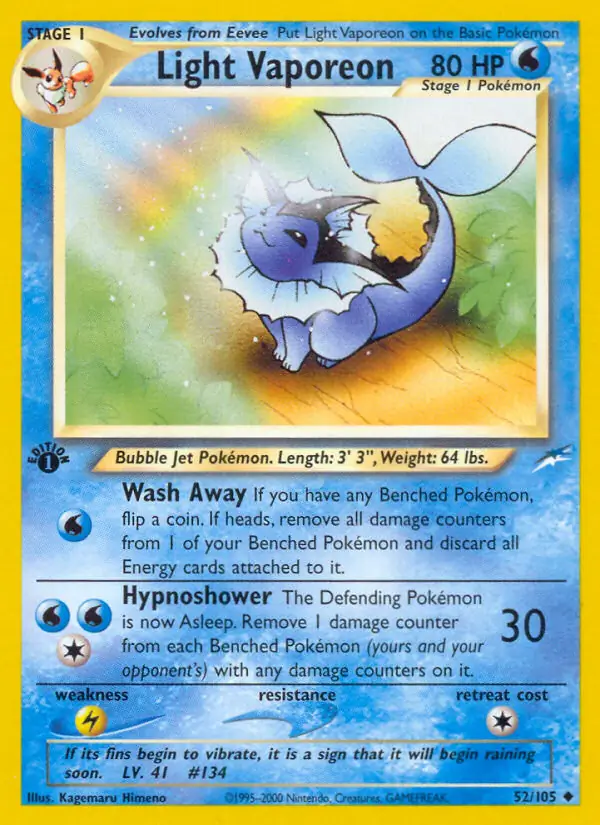 52/105 Light Vaporeon N4 Uncommon