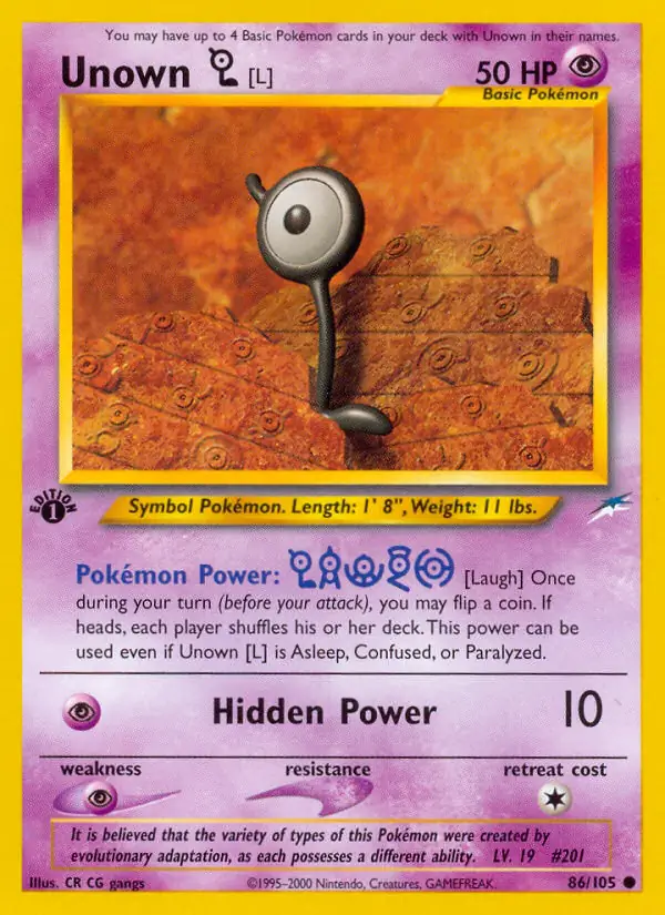 86/105 Unown L N4 Common