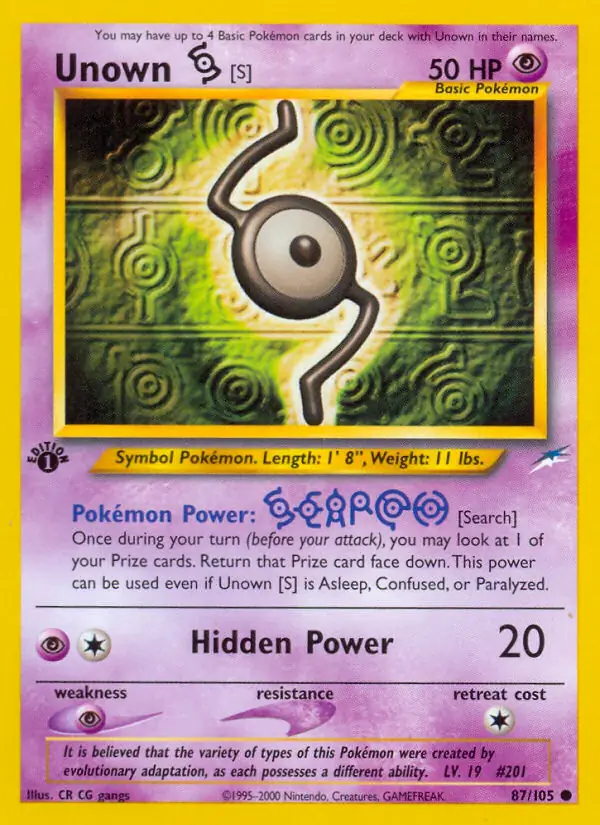 87/105 Unown S N4 Common