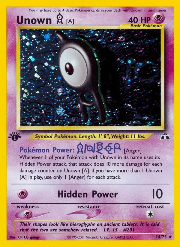 14/75 Unown A N2 Rare Holo