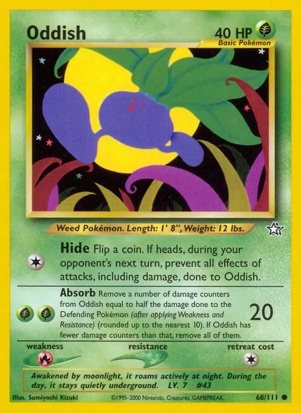 ODDISH 68/111 2 NEO GENESIS COMMON UNLIMITED MODRATELY PLAYED PTCG
