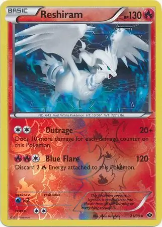 21/99 Reshiram NXD Rare Reverse Holo