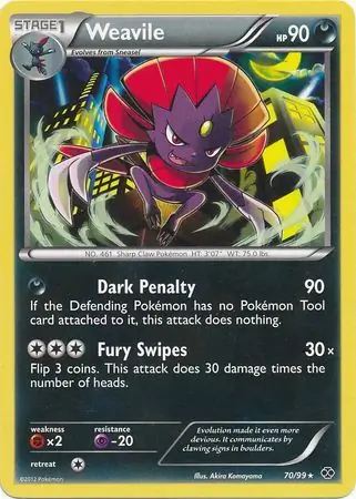 70/99 Weavile NXD Rare Reverse Holo