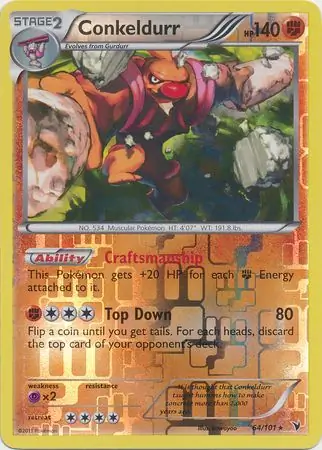 64/101 Conkeldurr NVI Rare Holo Reverse Holo