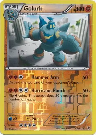 72/101 Golurk NVI Rare Reverse Holo