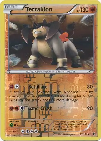 73/101 Terrakion NVI Rare Holo Reverse Holo