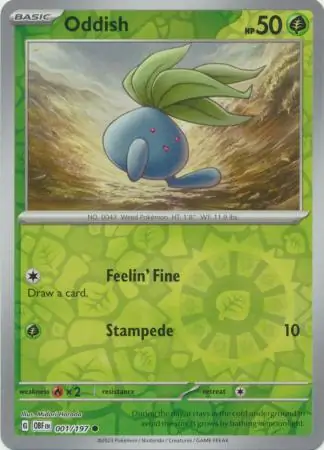 Oddish Obsidian Flames 001/197 Common Reverse Holo