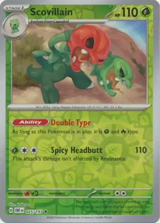 Scovillain Obsidian Flames 025/197 Rare Reverse Holo
