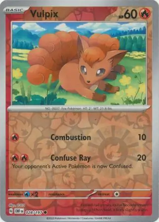 028/197 Vulpix OBF Common Reverse Holo