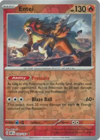 030/197 Entei OBF Rare Reverse Holo