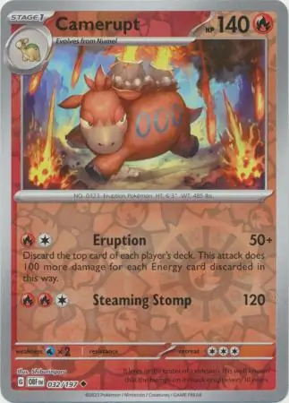 032/197 Camerupt OBF Uncommon Reverse Holo