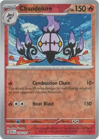 Chandelure Obsidian Flames 038/197 Uncommon Reverse Holo