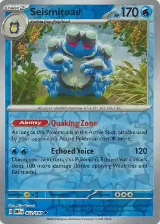 052/197 Seismitoad OBF Uncommon Reverse Holo
