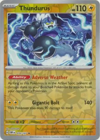 070/197 Thundurus OBF Rare Reverse Holo