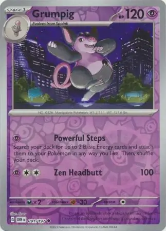 091/197 Grumpig OBF Uncommon Reverse Holo