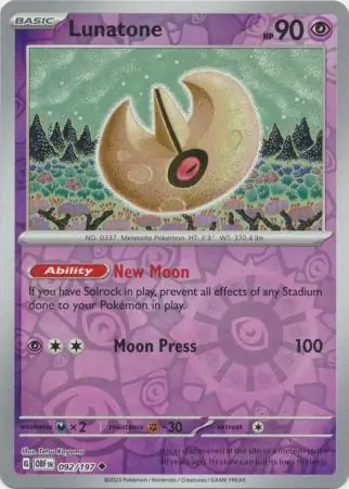 092/197 Lunatone OBF Uncommon Reverse Holo