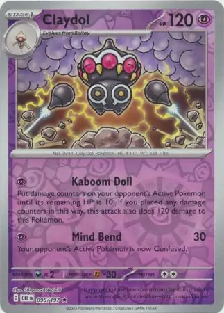 095/197 Claydol OBF Rare Reverse Holo