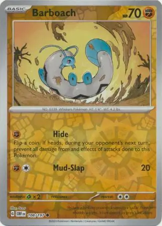 Barboach Obsidian Flames 108/197 Common Reverse Holo