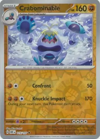 Crabominable Obsidian Flames 115/197 Uncommon Reverse Holo