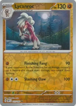 117/197 Lycanroc OBF Uncommon Reverse Holo