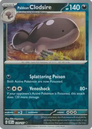 129/197 Paldean Clodsire OBF Uncommon Reverse Holo