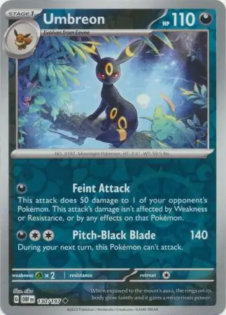 Umbreon Obsidian Flames 130/197 Uncommon Reverse Holo