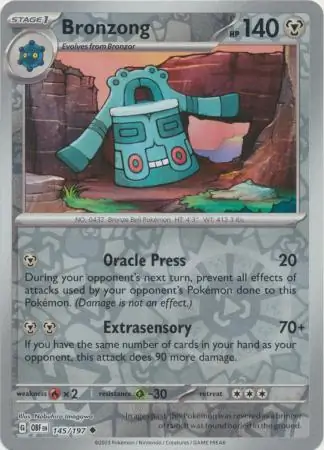 Bronzong Obsidian Flames 145/197 Uncommon Reverse Holo