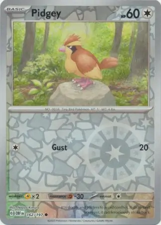 Pidgey Obsidian Flames 162/197 Common Reverse Holo
