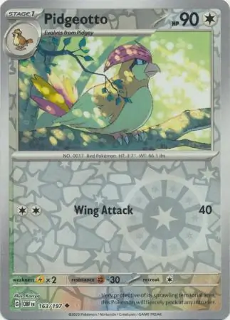 163/197 Pidgeotto OBF Uncommon Reverse Holo