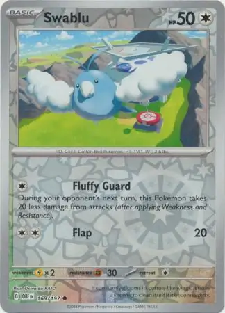 Swablu Obsidian Flames 169/197 Common Reverse Holo
