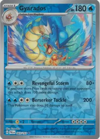 043/193 Gyarados PAL Rare Reverse Holo
