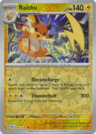 Raichu Paldea Evolved 064/193 Uncommon Reverse Holo