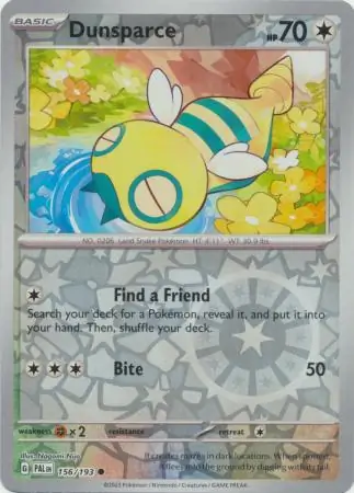 156/193 Dunsparce PAL Common Reverse Holo