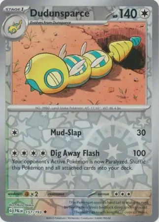 Dudunsparce Paldea Evolved 157/193 Uncommon Reverse Holo