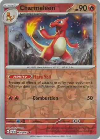 Charmeleon Paldean Fates 008/091 Uncommon Reverse Holo