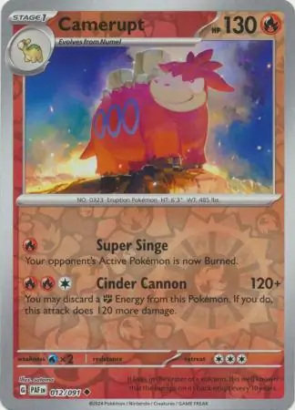 Camerupt Paldean Fates 012/091 Uncommon Reverse Holo