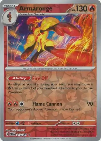 Armarouge Paldean Fates 015/091 Rare Reverse Holo