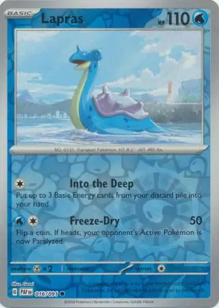 016/091 Lapras PAF Common Reverse Holo
