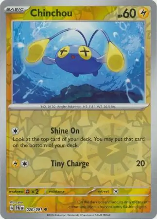 Chinchou Paldean Fates 020/091 Common Reverse Holo