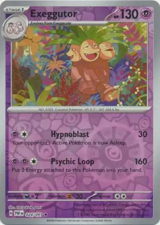 Exeggutor Paldean Fates 024/091 Rare Reverse Holo