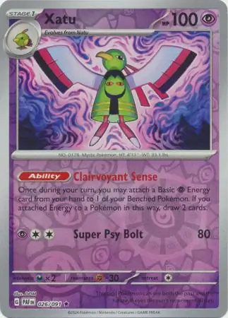 026/091 Xatu PAF Rare Reverse Holo