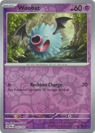 032/091 Woobat PAF Common Reverse Holo