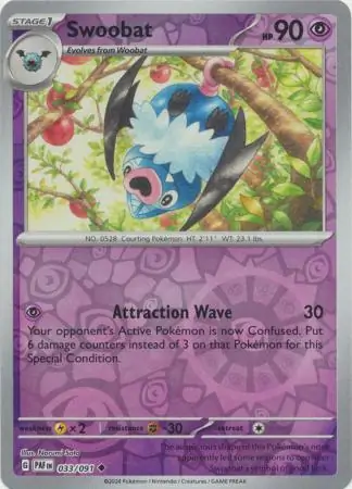 033/091 Swoobat PAF Uncommon Reverse Holo