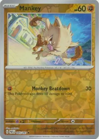 Mankey Paldean Fates 045/091 Common Reverse Holo