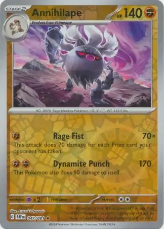 Annihilape Paldean Fates 047/091 Rare Reverse Holo