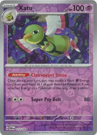 072/182 Xatu PAR Rare Reverse Holo
